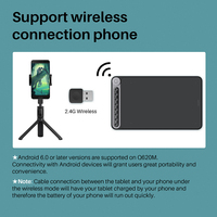 HUION Q620M Tablet graficzny bezprzewodowy Tablet USB pióro do rysowania 8192 poziomów ciśnienie cyfrowy rysik z pokrętłem 8 klawiszy obsługa androida 5